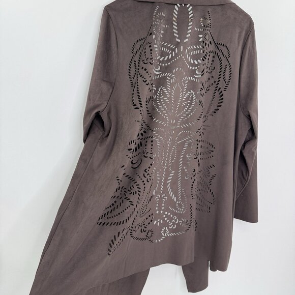Soft Surroundings Plus Size Faux Suede Jacket Cutout Jacket 3x Western Boho - Picture 9 of 11